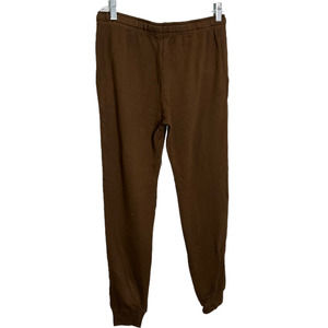 Monrow Women's Jogger Pants Drawstring Brown Loose Tapered Cotton High Rise XS